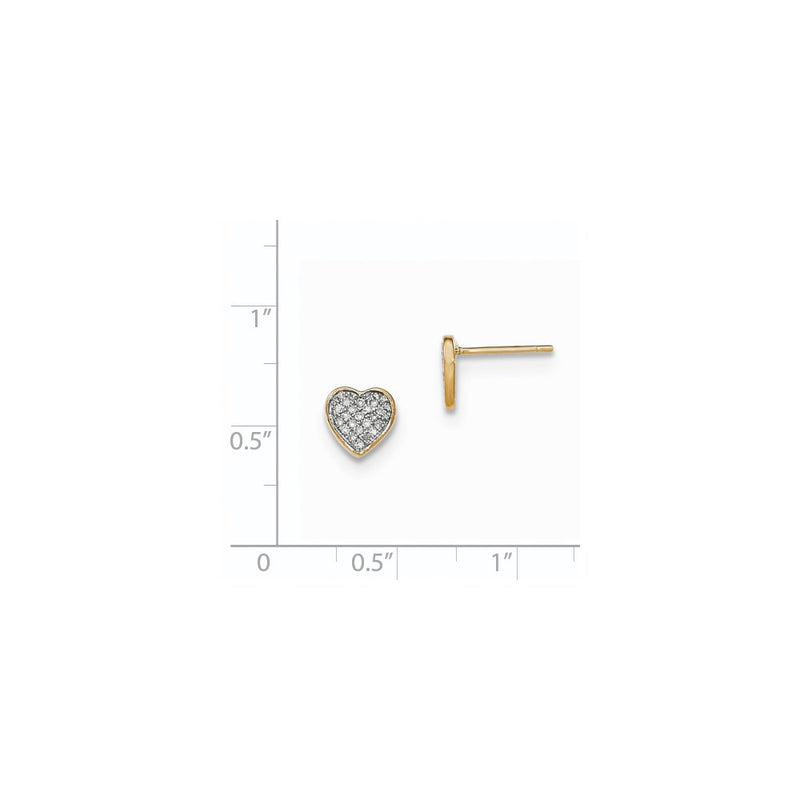 14k Yellow Gold Real Diamond Heart Post Earrings