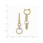 14k Yellow Gold Two-tone Real Diamond Circle Dangle Hinged Hoop Earrings