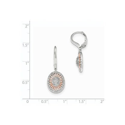 14K White Gold w/Rose Rhodium Real Diamond Earrings
