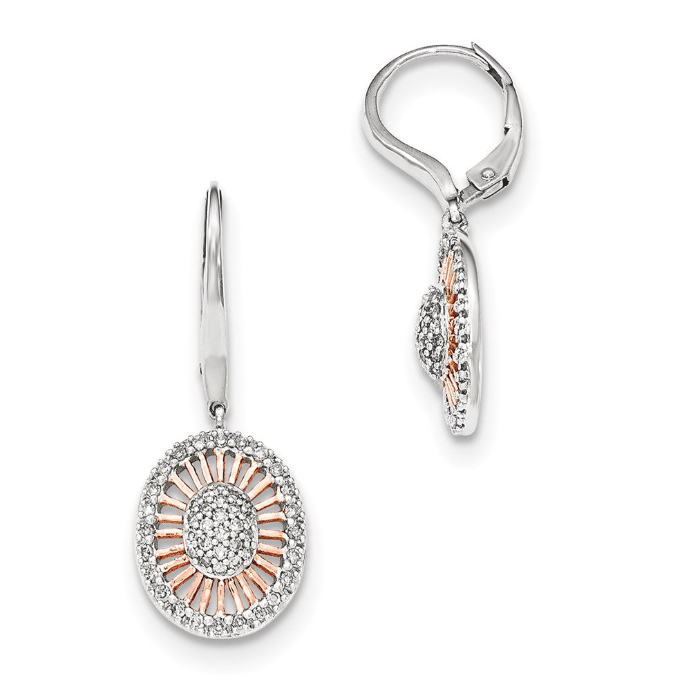 14K White Gold w/Rose Rhodium Real Diamond Earrings