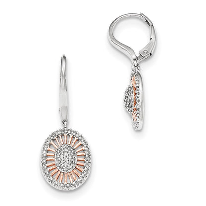 14K White Gold w/Rose Rhodium Real Diamond Earrings