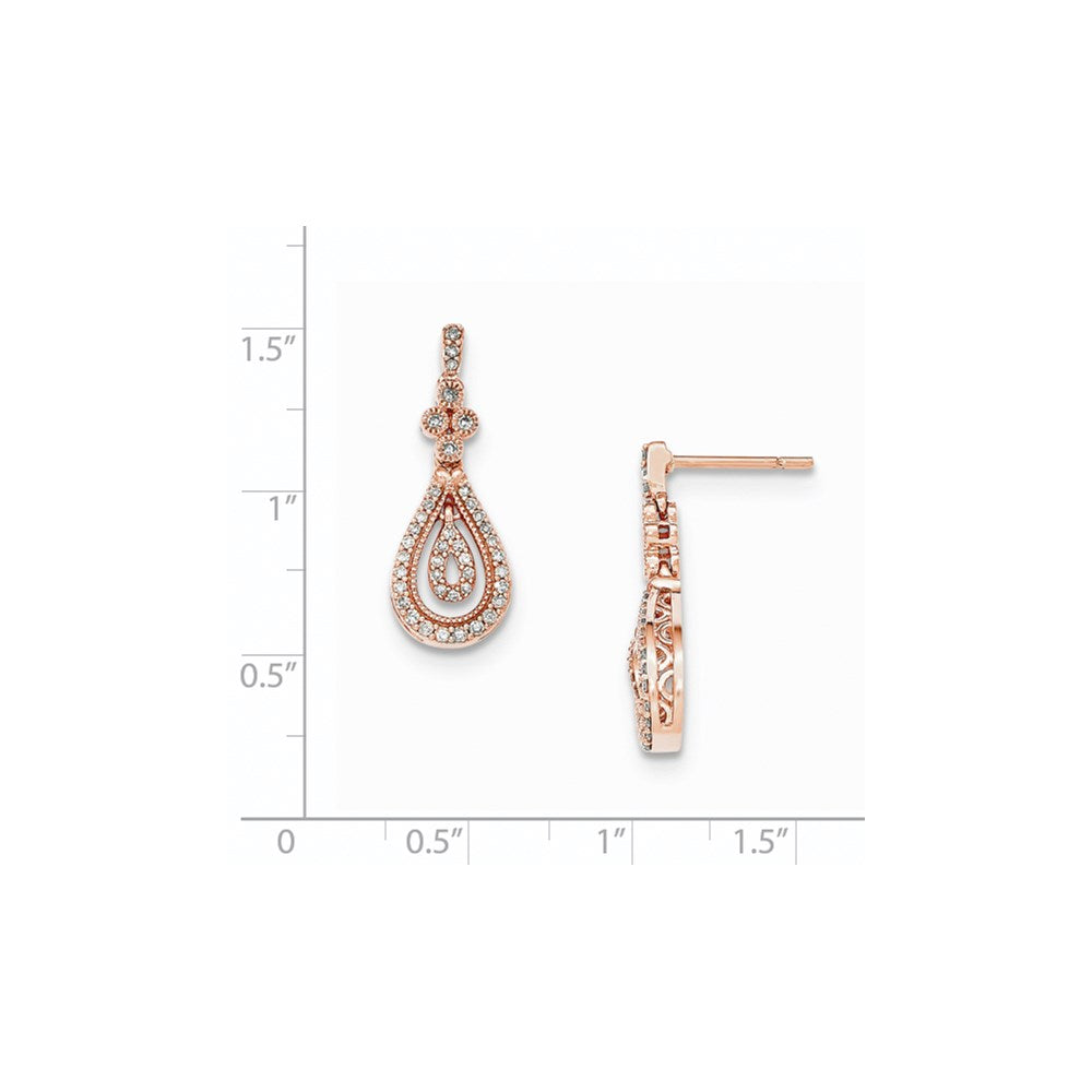 14K Rose Gold Polished Real Diamond Post Earrings