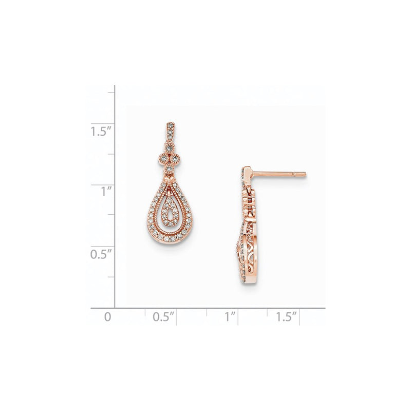 14K Rose Gold Polished Real Diamond Post Earrings