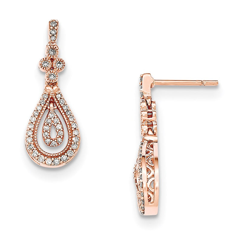 14K Rose Gold Polished Real Diamond Post Earrings