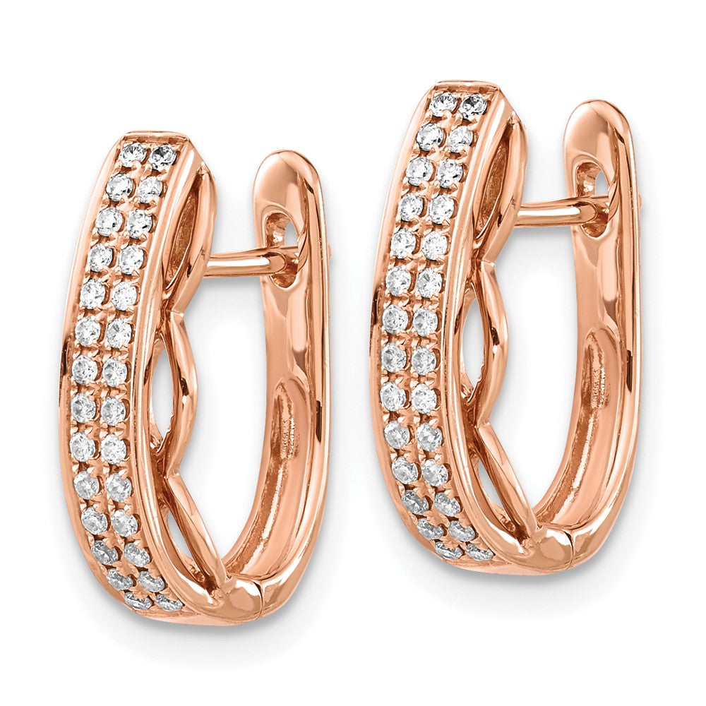 14k Rose Gold Real Diamond Hinged Post Earrings