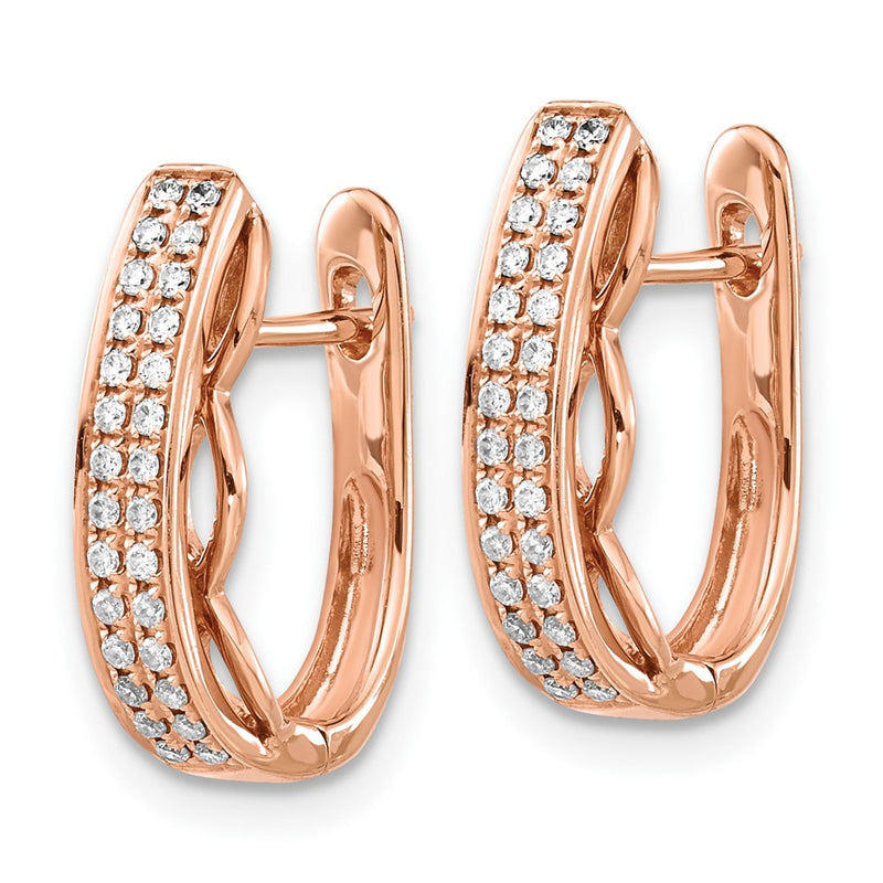 14k Rose Gold Real Diamond Hinged Post Earrings