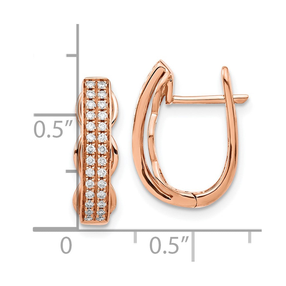 14k Rose Gold Real Diamond Hinged Post Earrings
