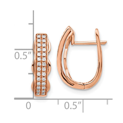 14k Rose Gold Real Diamond Hinged Post Earrings