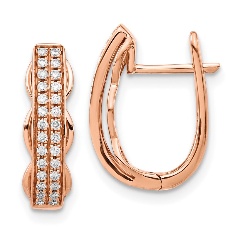14k Rose Gold Real Diamond Hinged Post Earrings