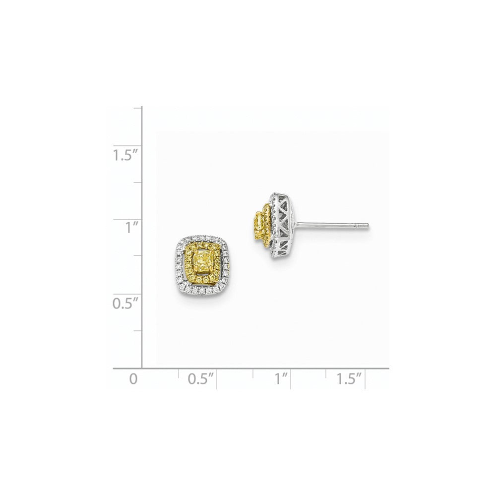 14k Yellow Gold Two-tone Fancy Yellow Real Diamond Post Earrings
