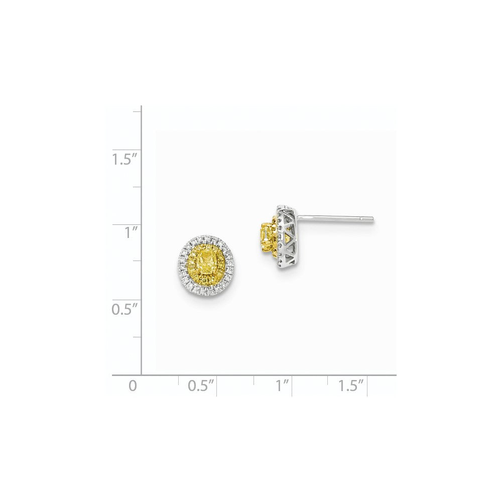 14k Yellow Gold Two-tone Fancy Yellow Real Diamond Post Earrings