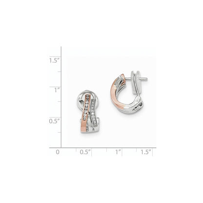 14k White Gold Diamond Rose Rhodium Omega Back Earrings
