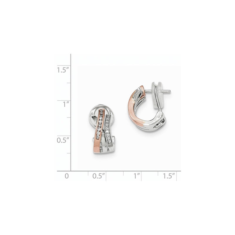 14k White Gold Diamond Rose Rhodium Omega Back Earrings