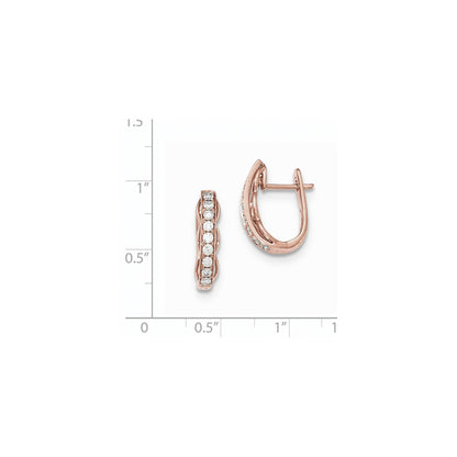 14k Rose Gold Fancy Undercarriage Real Diamond Hinged Post Earrings