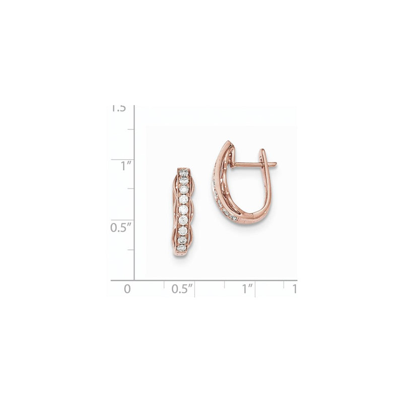 14k Rose Gold Fancy Undercarriage Real Diamond Hinged Post Earrings