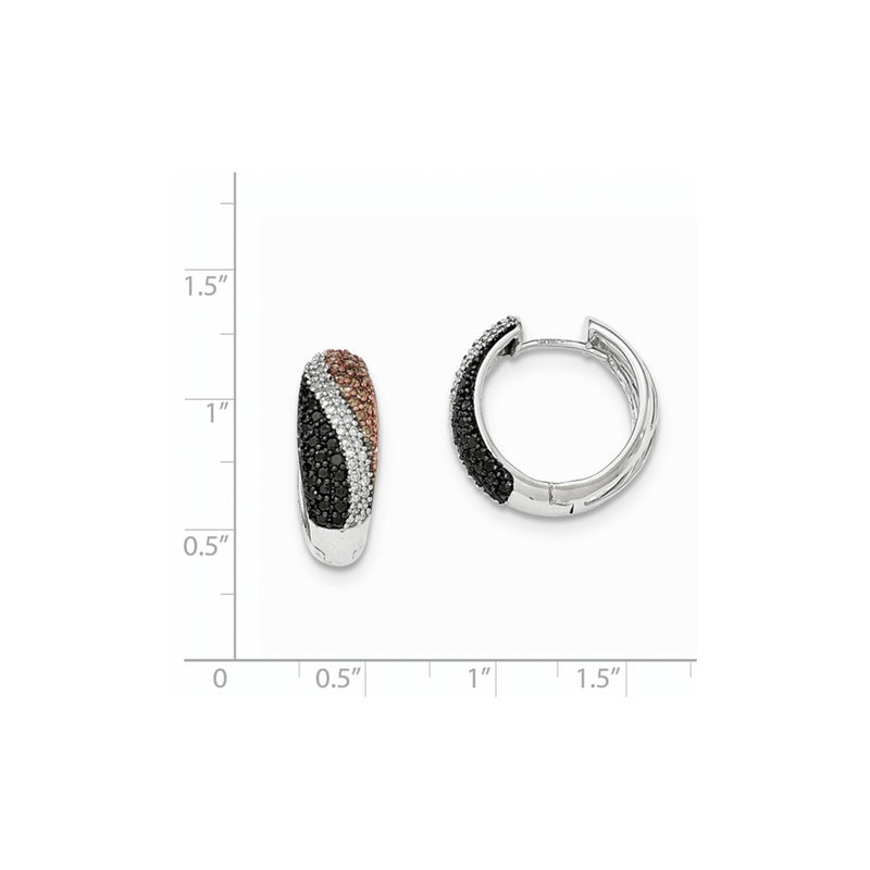 14k White Gold w/Rhodium Polished Black White & Chocolate Diamond Hoop