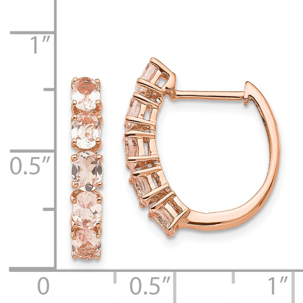 14k Rose Gold Oval Morganite Hinged Hoop Earrings
