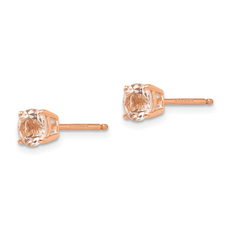 14k Rose Gold Round Morganite Post Earrings