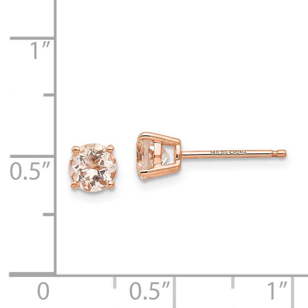 14k Rose Gold Round Morganite Post Earrings