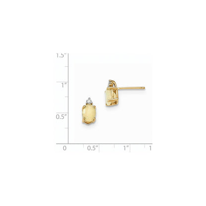 14k Yellow Gold Oval Australian Opal & Real Diamond Post Earrings