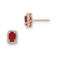 14k Rose Gold Oval Fire Opal & Real Diamond Rectangle Post Earrings