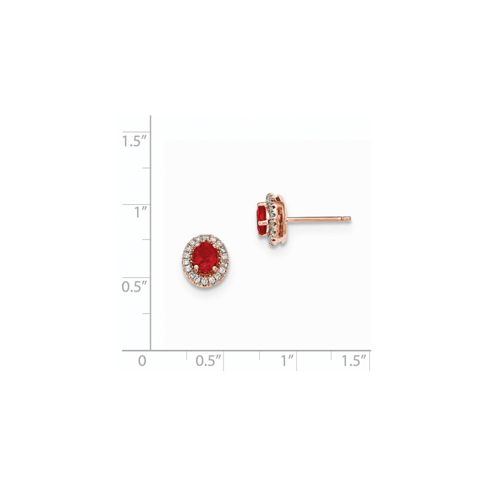 14k Rose Gold Oval Fire Opal & Real Diamond Halo Post Earrings