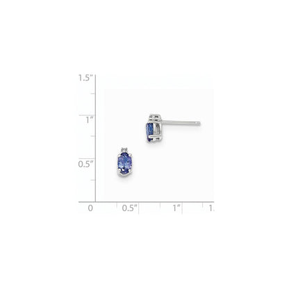 14k White Gold Oval Tanzanite & Diamond Post Earrings