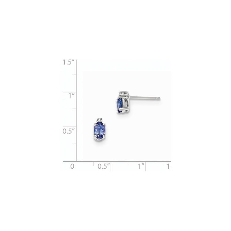 14k White Gold Oval Tanzanite & Diamond Post Earrings