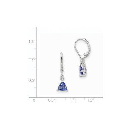 14k White Gold Trillion Tanzanite & Diamond Leverback Earrings