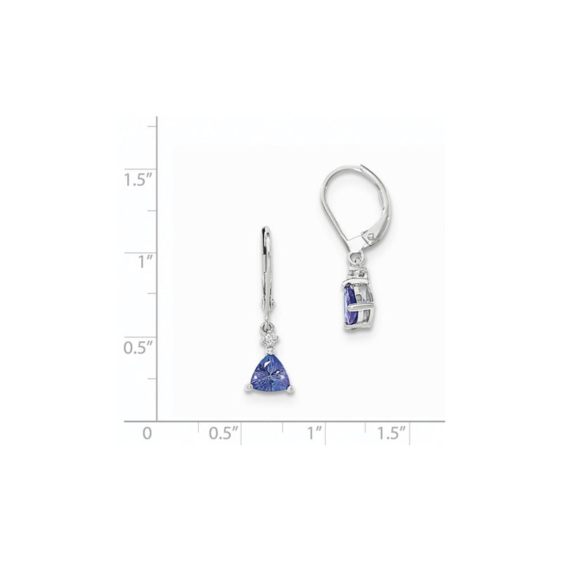 14k White Gold Trillion Tanzanite & Diamond Leverback Earrings