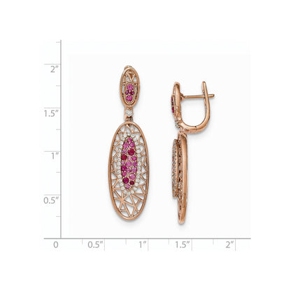 14k Rose Gold Real Diamond, Ruby & Sapphire Hinged Post Earring XE2750AA