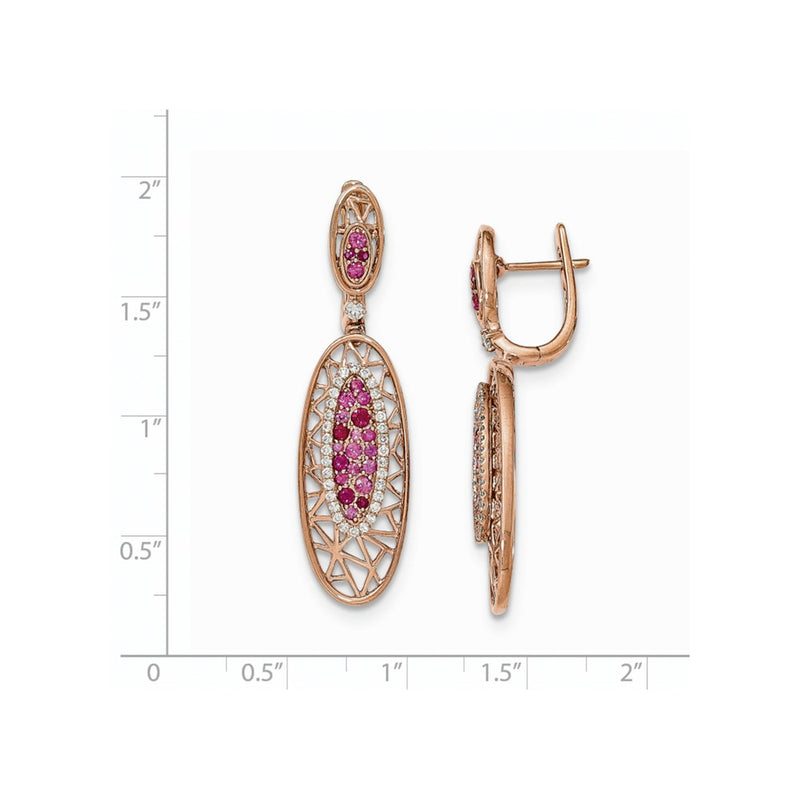 14k Rose Gold Real Diamond, Ruby & Sapphire Hinged Post Earring XE2750AA