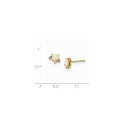 14k Yellow Gold Opal and Real Diamond Post Earrings