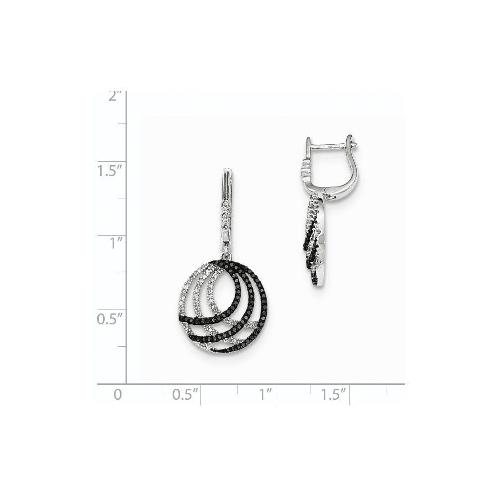 14k White Gold White and Black Real Diamond Dangle Earring