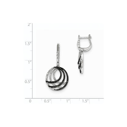 14k White Gold White and Black Real Diamond Dangle Earring