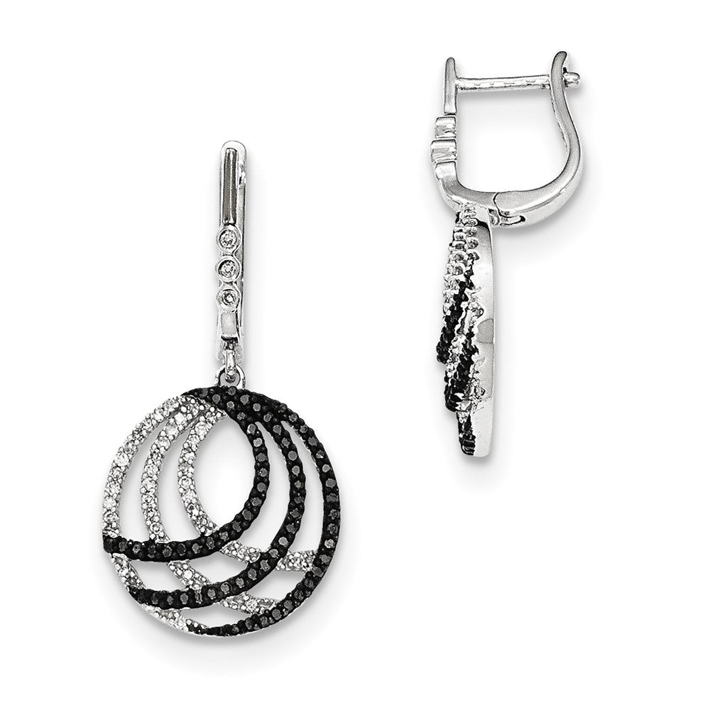 14k White Gold White and Black Real Diamond Dangle Earring
