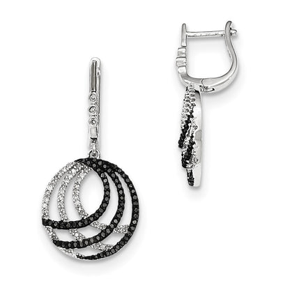 14k White Gold White and Black Real Diamond Dangle Earring