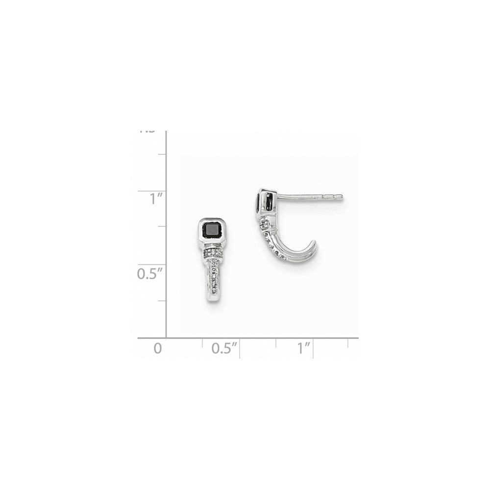 14k White Gold Polished Real Diamond and Black Real Diamond Post Earrings