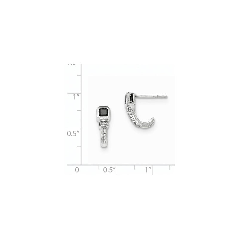 14k White Gold Polished Real Diamond and Black Real Diamond Post Earrings