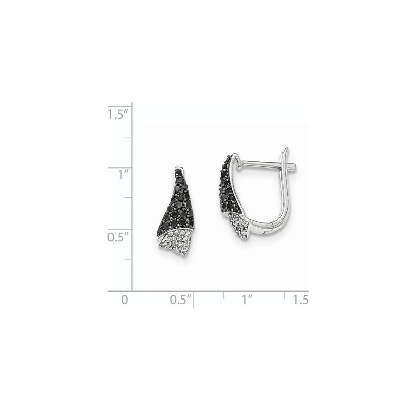 14k White Gold Real Diamond & Black Real Diamond Hinged Post Earrings