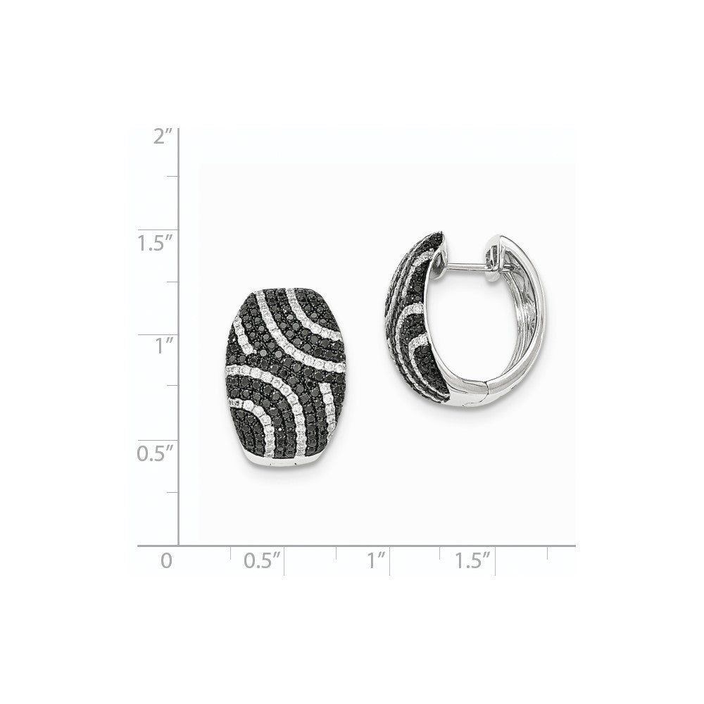 14k White Gold Black & White Real Diamond Hinged Post Earrings