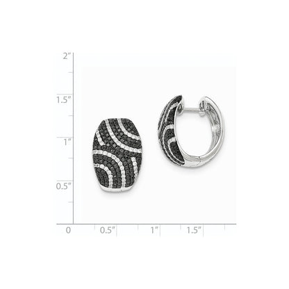 14k White Gold Black & White Real Diamond Hinged Post Earrings