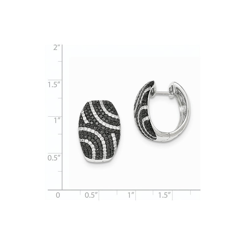 14k White Gold Black & White Real Diamond Hinged Post Earrings