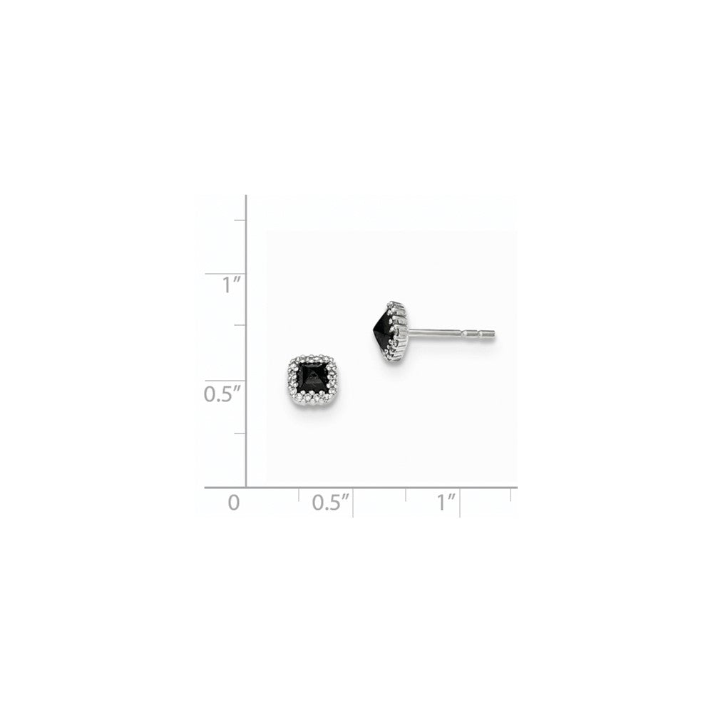 14k White Gold Black and White Real Diamond Square Post Earrings