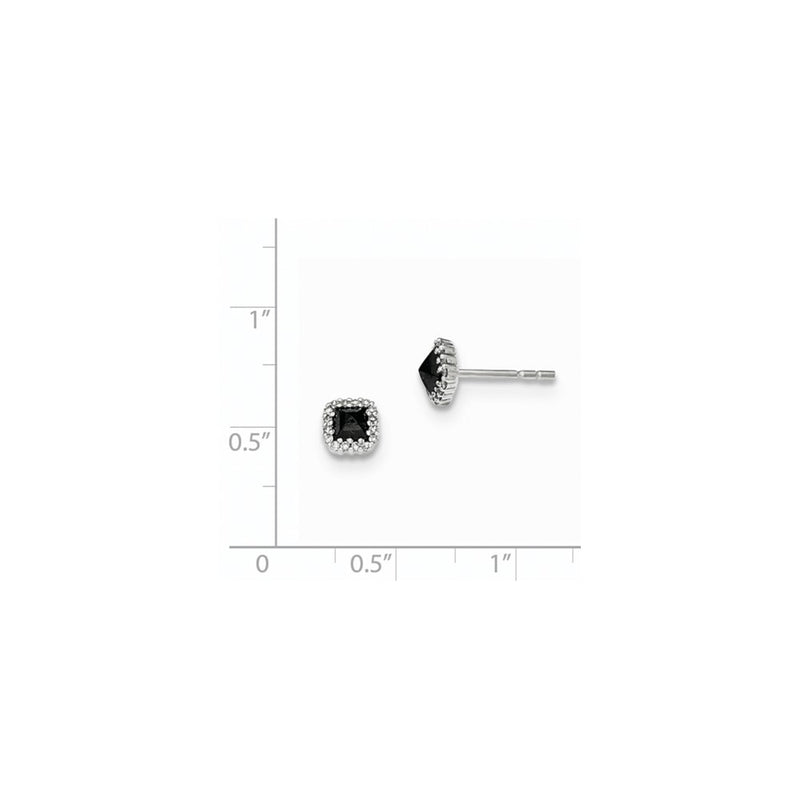 14k White Gold Black and White Real Diamond Square Post Earrings