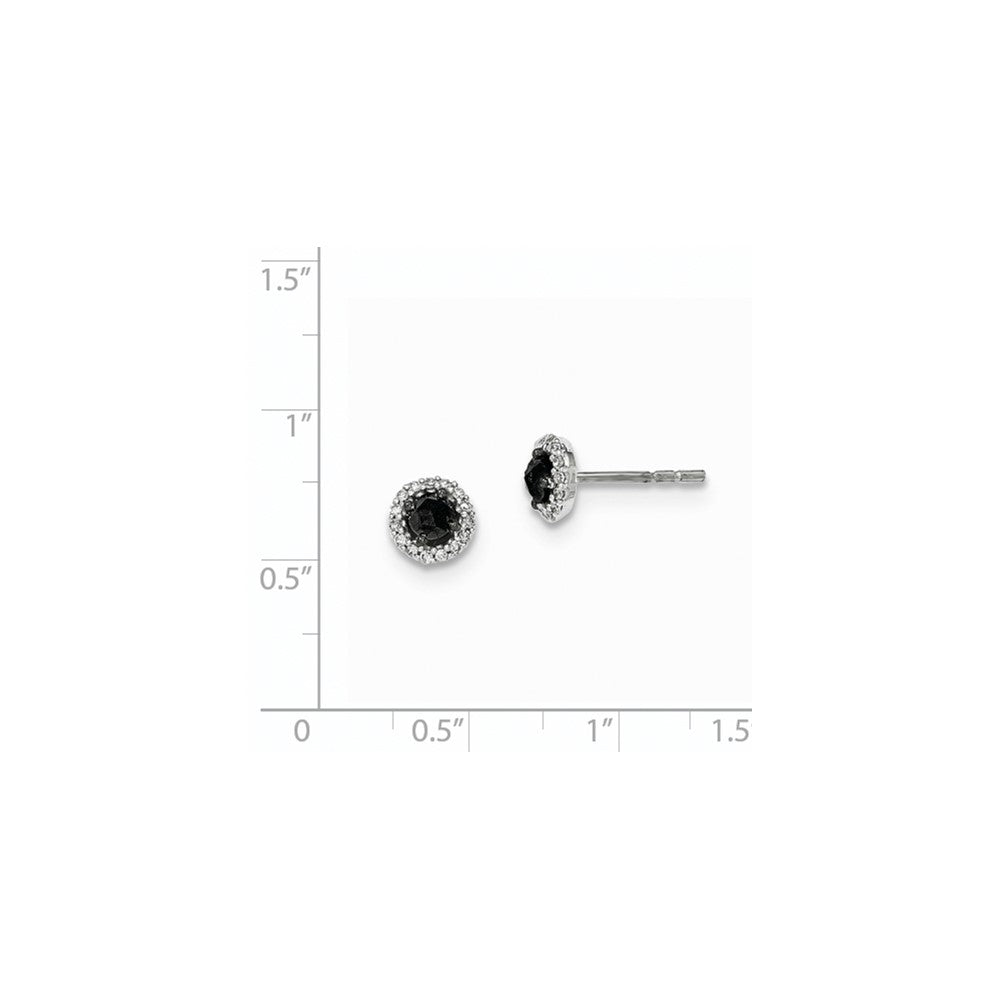 14k White Gold Black and White Real Diamond Post Earrings