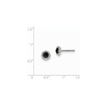 14k White Gold Black and White Real Diamond Post Earrings