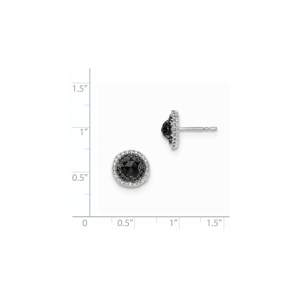 14k White Gold Black and White Real Diamond Post Earrings