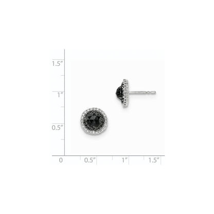 14k White Gold Black and White Real Diamond Post Earrings