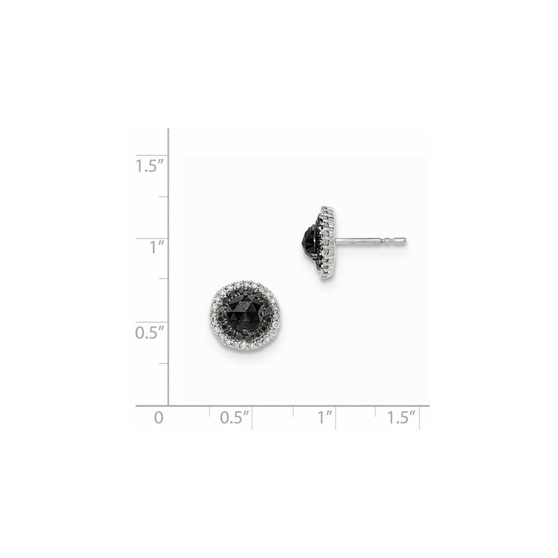 14k White Gold Black and White Real Diamond Post Earrings